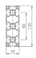 1.11.040120.84LP - aluminium Profiel 40x120, 8E LP