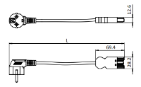 Voedingskabel EU 16A 250V 2.0m afmetingen