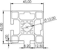 1.11.045045.22LP - Aluminium Profiel 45x45, 2E, Eck, LP