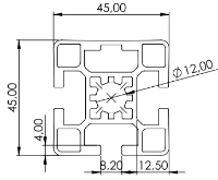 1.11.045045.33LP - Aluminium Profielen 45x45, 2E LP