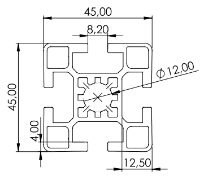 1.11.045045.43LP - Aluminium Profiel 45x45, 4E LP
