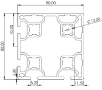 1.11.080080.42LP - aluminium Profiel 80x80 4E LP