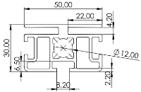 1.14.030050.34LP4 - Paneel profiel 30x50, 4F, LP Nut 4mm.