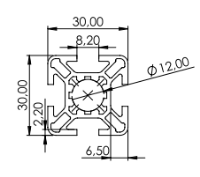 1.11.030030.43LP - aluminium Profiel 30x30 4F LP - tekening