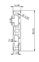 1.09.016080.24LP - aluminium Profiel 16x80, 2E LP - tekening