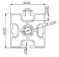 1.11.060060.23LP - aluminium Profiel 60x60, 2E LP - tekening