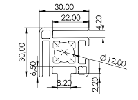 1.14.030030.22LP4 - Paneel profiel 30x30, 2F, LP Nut 4mm