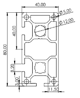 1.11.040080.32LP - aluminium Profiel 40x80 3E LP