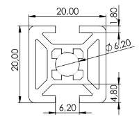 1.10.020020.43SP - aluminium Profiel 20x20 4H SP