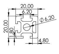 1.10.020020.33SP - aluminium Profiel 20x20 3H SP
