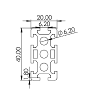 1.10.020040.64SP - aluminium Profiel 20x40 6H SP