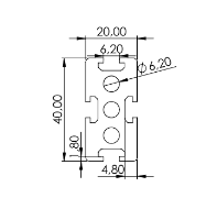 1.10.020040.44SP - aluminium Profiel 20x40 4H SP