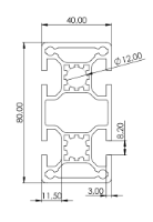 1.11.040080.44LBP - aluminium Profiel 40x80 4E LBP