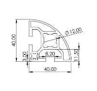 1.11.040040.21LP - aluminium Profiel 40x40 SOFT 2E LP