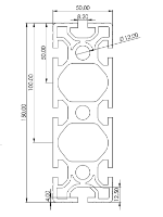 1.11.050150.85S - aluminium Profiel 50x150, 8E S