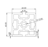 1.11.060060.23SP - aluminium Profiel 60x60 2E SP - tekening
