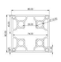1.11.080080.03LP - aluminium Profiel 80x80 0E LP