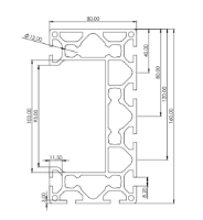 1.11.080160.89SP - aluminium Profiel 80x160 8E SP