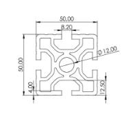 1.11.050050.43S - aluminium Profiel 50x50, 4E S