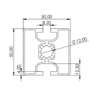 1.11.050050.23L - aluminium Profiel 50x50, 2E L - tekening