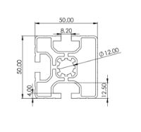 1.11.050050.33L - aluminium Profiel 50x50, 3E L - tekening