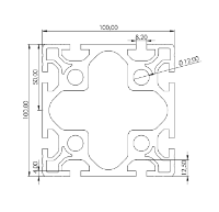 1.11.100100.83S - aluminium Profiel 100x100,8E S - tekening