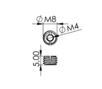 1.35.10804, Inschroefmoer, M8,M4, Inducomp