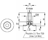1.44.1040870 - Stelvoet, M8x70, staal